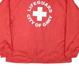AUGUSTA Mens Red Polyester Blend Coach Jacket L Lifeguard Print Button Closure