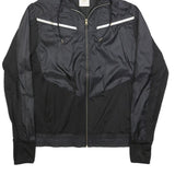 H&M Womens Black & Grey Zip Jacket M Polyester Lightweight Hooded Sportswear