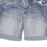 MAURICES Womens Denim Blue Casual Shorts L W30 Button Fly Washed Look