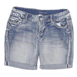 MAURICES Womens Denim Blue Casual Shorts L W30 Button Fly Washed Look