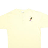 HANES Mens Cream Henley T-Shirt XL Short Sleeve Cotton Blend Flag Graphic