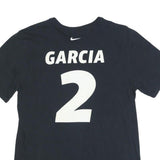 NIKE Mens Black Liberty Ranch Hawks Basketball Graphic T-Shirt M Crew Neck Short