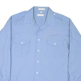 CHRISTIAN DIOR Mens Blue Plain Cotton Blend Shirt L Classic Button Pocket