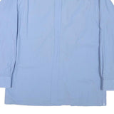 CHRISTIAN DIOR Mens Blue Plain Cotton Blend Shirt L Classic Button Pocket