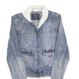 ABERCROMBIE & FITCH Womens Blue Denim & White Cotton Jacket S Button Plain