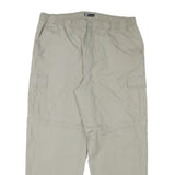 LGO Mens Relaxed Beige Polyester Blend Cargo Trousers W36 L28 Casual Outdoor Zip