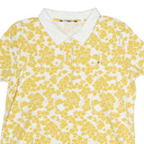 TOMMY HILFIGER Womens White & Yellow Floral Short Sleeve Polo Shirt S Cotton