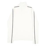 TOMMY HILFIGER Womens White & Black Plain Pullover Jumper 1/4 Zip Rib Knit M