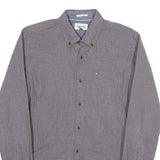 TOMMY HILFIGER Mens Grey Check Shirt S Hilfiger Denim Button Down Collar