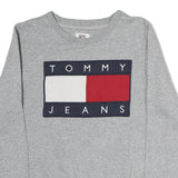 TOMMY JEANS Mens Grey Cotton Crew Neck S Sweatshirt Logo Patch Comfortable