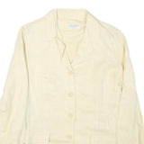 HILTON Womens Cream Linen Blend Jacket M Button Closure Classic Plain Light
