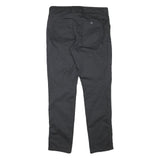 Mens Slim Black Polyester Blend Zip Closure Trousers W34 L33 Casual Everyday