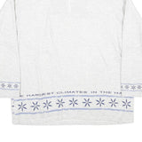 Mens White Cotton Blend Sweatshirt Long Sleeve Half Zip L Winter Theme