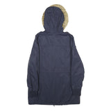 LEVI'S Womens Navy Blue Outdoor Jacket M Cotton Blend Zip Hooded Casual Winter