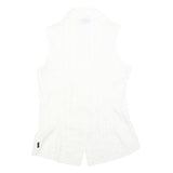 TRUSSARDI Womens White Sleeveless Shirt Collared Button Neck L Elegant Summer