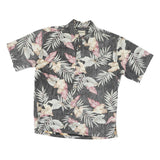 COOKE STREET Mens Black & Pink Floral Print Cotton Blend Shirt M Tropical Summer