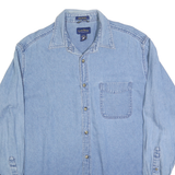 CLUB ROOM Mens Blue Denim Shirt L Long Sleeve Button Pocket Casual Cotton