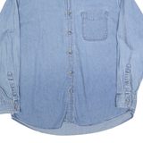 CLUB ROOM Mens Blue Denim Shirt L Long Sleeve Button Pocket Casual Cotton