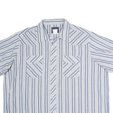 WRANGLER Mens Blue & White Striped Shirt 2XL Cotton Short Sleeve Casual