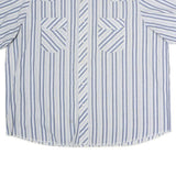 WRANGLER Mens Blue & White Striped Shirt 2XL Cotton Short Sleeve Casual