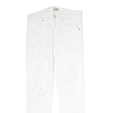 NXS Womens Slim White Denim Jeans W30 L28 Distressed Cotton Blend Zip