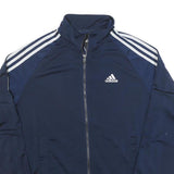ADIDAS Mens Navy Blue Track Jacket S Polyester Blend Zip Athletic Casual