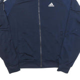 ADIDAS Mens Navy Blue Track Jacket S Polyester Blend Zip Athletic Casual