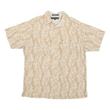 TOMMY HILFIGER Mens Beige & White Cotton Blend Casual Shirt M Leaf Print