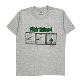 Single Stitch Hanes Cartoon T-Shirt - Large Gray Cotton Blend