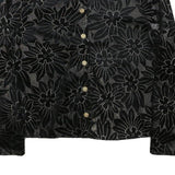 Womens Black Floral Pattern Button Jacket XS Polyester Blend Stylish Lightweight