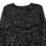 Womens Black Floral Pattern Button Jacket XS Polyester Blend Stylish Lightweight