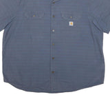 CARHARTT Mens Blue Cotton Blend Short Sleeve Shirt 2XL Casual Workwear