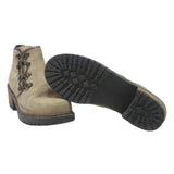 Womens Beige Leather Ankle Boots UK 5 Embroidered Casual Vintage Style