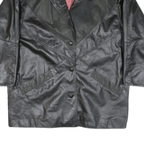 ECHT LEDER Mens Black Leather Classic Jacket L Leather Zip Plain Vintage Stylish