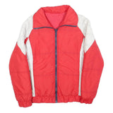 Mens Red & Cream Zip Up Polyester Blend Jacket S Plain Casual Outerwear