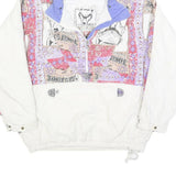 VILGES KUMPE Womens White & Purple Print Zip Jacket L Polyester Blend Hooded