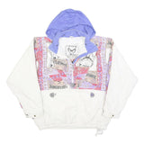 VILGES KUMPE Womens White & Purple Print Zip Jacket L Polyester Blend Hooded