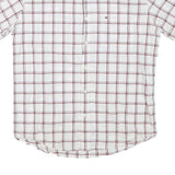 TOMMY HILFIGER Mens White & Maroon Check Shirt M Cotton Blend Casual Shirt