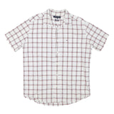 TOMMY HILFIGER Mens White & Maroon Check Shirt M Cotton Blend Casual Shirt