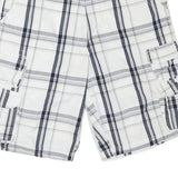 LEE Mens Shorts White & Grey Check Cargo L W33 Comfort Style Pocketed