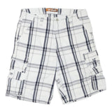 LEE Mens Shorts White & Grey Check Cargo L W33 Comfort Style Pocketed