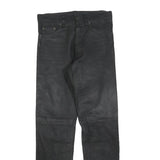 TANGO Womens Leather Black Slim Trousers W28 L32 Button Closure Stylish