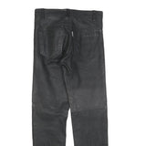 TANGO Womens Leather Black Slim Trousers W28 L32 Button Closure Stylish