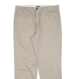DOCKERS Mens Beige Regular Fit Straight Leg Trousers W34 L30 Cotton Blend Zip