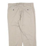 DOCKERS Mens Beige Regular Fit Straight Leg Trousers W34 L30 Cotton Blend Zip