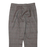 Womens Wool Blend Grey Check Regular Fit Straight Leg Trousers W28 L24 Classic