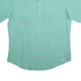 WRANGLER Mens Green Pattern Shirt L Short Sleeve Cotton Blend Casual Button