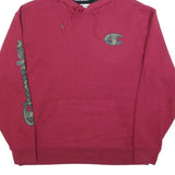 CHAMPION Mens Maroon Hoodie XL Camo Print Logo Pullover Casual Cotton Blend