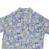 BATICK BAY Mens Blue & Beige Rayon Hawaiian Shirt XL Relaxed Fit Tropical Print