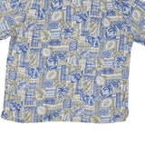 BATICK BAY Mens Blue & Beige Rayon Hawaiian Shirt XL Relaxed Fit Tropical Print